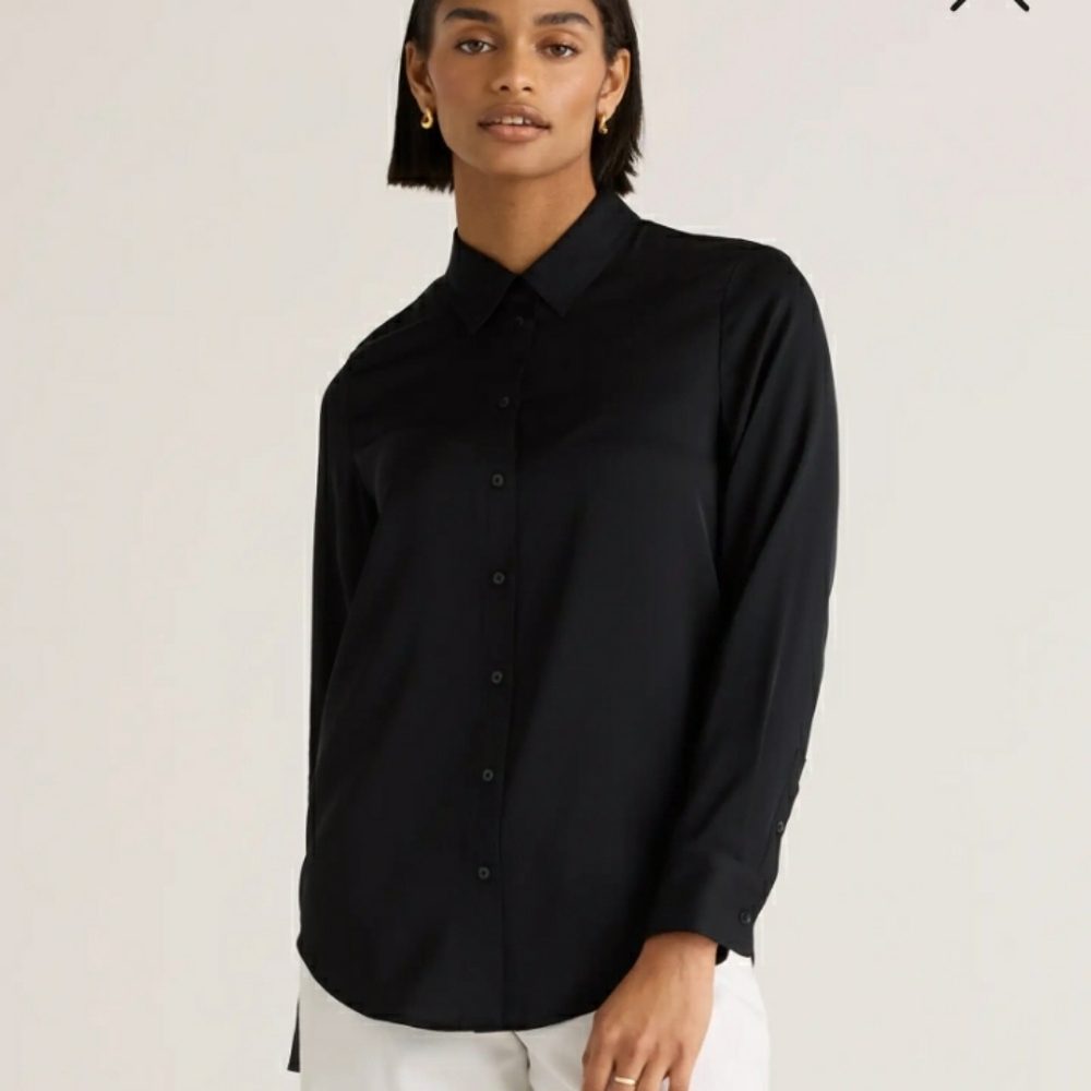 Quince Washable Stretch Silk Blouse (Small)